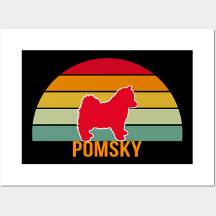 Pomsky Vintage Silhouette Posters and Art